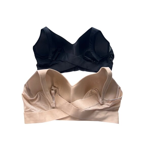 Rhonda Shear 2 Pk Molded Cup Bra with Wrap Back Size 2X Black Beige Lounge 653.3 - Picture 3 of 10